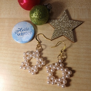 Csillag fülbevaló gyöngyből, Ékszer, Fülbevaló, Lógó fülbevaló, Ékszerkészítés, Gyöngyfűzés, gyöngyhímzés, MESKA