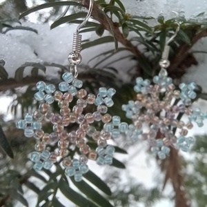 Kékes-lilás hópehely fülbevaló - Meska.hu