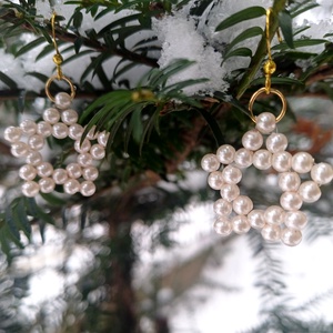 Csillag fülbevaló gyöngyből, Ékszer, Fülbevaló, Lógó fülbevaló, Ékszerkészítés, Gyöngyfűzés, gyöngyhímzés, MESKA