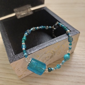 Türkizkék karkötő keleti hangulatban - ékszer - karkötő - gyöngyös karkötő - Meska.hu