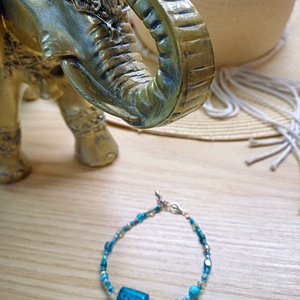 Türkizkék karkötő keleti hangulatban - ékszer - karkötő - gyöngyös karkötő - Meska.hu