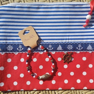 Tengerész mintás neszesszer csíkos-pöttyös - táska & tok - neszesszer - Meska.hu