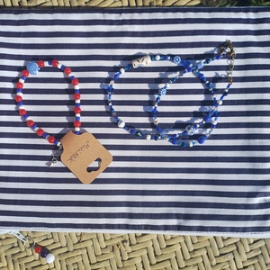 Kék-fehér nyaklánc - ékszer - nyaklánc - gyöngyös nyaklánc - Meska.hu