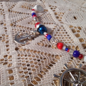 Tengerész hangulatú charm karkötő  - ékszer - karkötő - karkötő medállal - Meska.hu