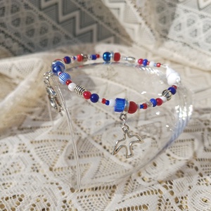 Tengerész hangulatú charm karkötő , Ékszer, Karkötő, Karkötő medállal, Ékszerkészítés, Gyöngyfűzés, gyöngyhímzés, MESKA