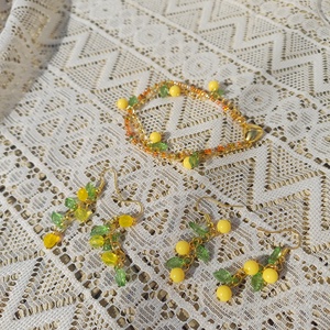 Citromos karkötő  - ékszer - karkötő - gyöngyös karkötő - Meska.hu