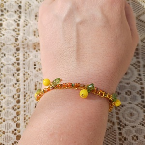 Citromos karkötő  - ékszer - karkötő - gyöngyös karkötő - Meska.hu