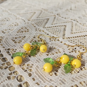 Citrom füzér fülbevaló  - ékszer - fülbevaló - lógó fülbevaló - Meska.hu