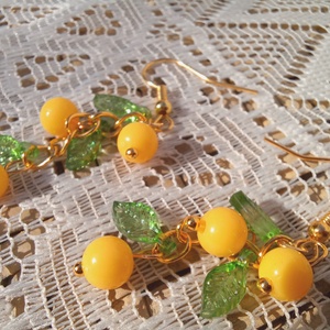 Citrom füzér fülbevaló  - ékszer - fülbevaló - lógó fülbevaló - Meska.hu