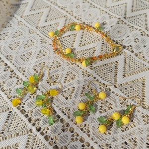 Citromos limonádé fülbevaló  - ékszer - fülbevaló - lógó fülbevaló - Meska.hu