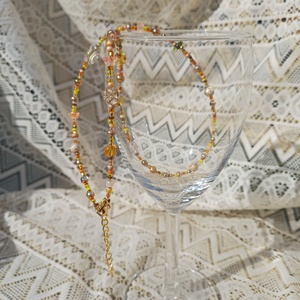 Arany-sárga gyöngyös nyaklánc - ékszer - nyaklánc - gyöngyös nyaklánc - Meska.hu