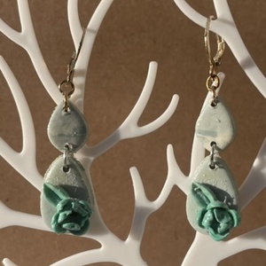 Zöld rózsa, Ékszer, Fülbevaló, Lógó fülbevaló, Ékszerkészítés, MESKA