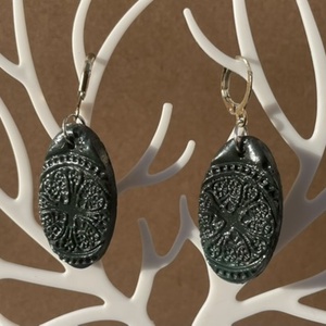 Sötétzöld pecsét, Ékszer, Fülbevaló, Lógó fülbevaló, Ékszerkészítés, MESKA