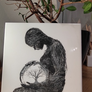 Cím: Élet az életben � gravírozott csempe falikép - otthon & életmód - virágdekoráció - virágdíszek - asztali virágdísz - Meska.hu