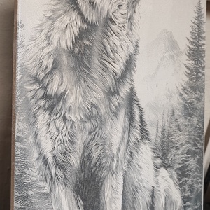 Farkas üvöltése � gravírozott kerámia csempe kép (25x35 cm) - Meska.hu