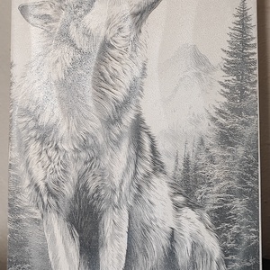 Farkas üvöltése � gravírozott kerámia csempe kép (25x35 cm) - otthon & életmód - bútor - asztal - Meska.hu
