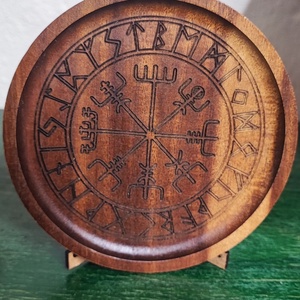 Viking Vegvísir falidísz , Kellékek & szerszámok, Csomagolóanyag, Ragasztószalag, cellux, , Ez a lézergravírozással készített fa falidísz a Vegvísir, az északi mitológiából ismert viking irán..., MESKA