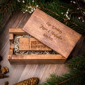 USB pendrive tartó fadoboz 125x70 mm-es, gesztenye - Meska.hu