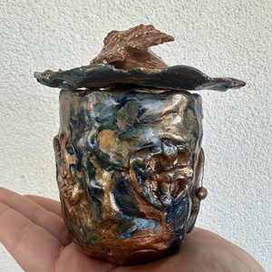 Lombszárny Lak arany és kék akrilfestékkel,gyurmából. LED világítással, Otthon & Életmód, Dekoráció, Asztal és polc dekoráció, Díszüveg, Festészet, Gyurma, MESKA