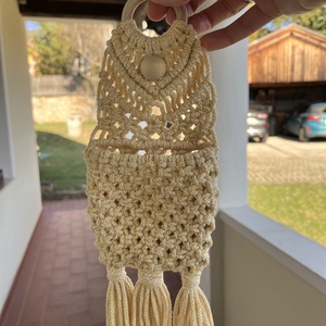 Makramé fali kosárka, Otthon & Életmód, Dekoráció, Fali és függő dekoráció, Falra akasztható dekor, Csomózás, MESKA