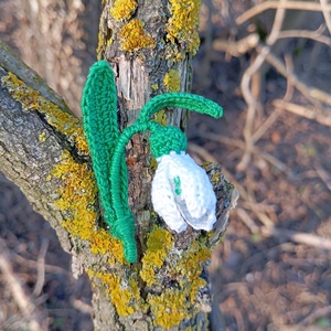 Hóvirág kitűző, Ékszer, Kitűző és Bross, Kitűző, Horgolás, Varrás, MESKA
