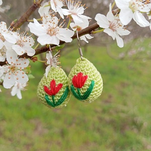 Tulipános Húsvéti fülbevaló - ékszer - fülbevaló - lógó csepp fülbevaló - Meska.hu