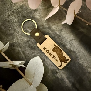 Személyre szabott cicás fa kulcstartó - mert egy cica nem csak házikedvenc, hanem családtag - táska & tok - kulcstartó & táskadísz - kulcstartó - Meska.hu