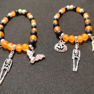 Ásványkarkötő Halloweeni szett, egy kis ősz  - ékszer - karkötő - karkötő medállal - Meska.hu