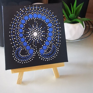 Mandala Kék  Kék: elégedettség, ellazulás, harmónia, Otthon & Lakás, Dekoráció, Spiritualitás, Mandala, Festészet, Festett tárgyak, MESKA