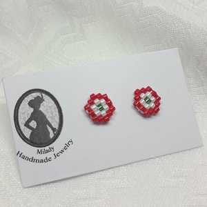 Apró kokárda bedugós fülbevalók - ékszer - fülbevaló - pötty fülbevaló - Meska.hu