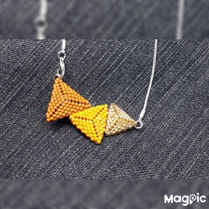 Sárga háromszög medál, fülbevaló  szett - ékszer - ékszerszett - Meska.hu