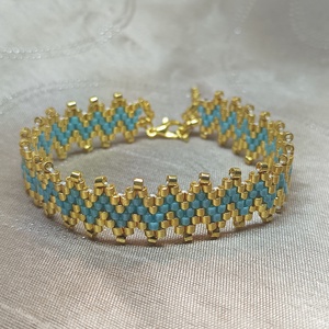 Türkiz arany ZigZag karkötő - Meska.hu