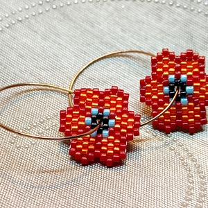 Nefelejcs, Ékszer, Fülbevaló, Lógó fülbevaló, Gyöngyfűzés, gyöngyhímzés, MESKA