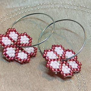 Nefelejcs, Ékszer, Fülbevaló, Lógó fülbevaló, Gyöngyfűzés, gyöngyhímzés, MESKA