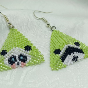 Miladys Panda felemás, háromszög fülbevaló - ékszer - fülbevaló - lógó fülbevaló - Meska.hu