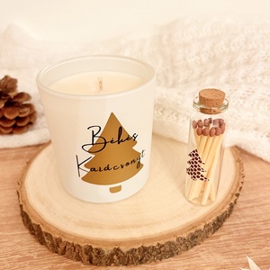 Békés Karácsonyt � illatgyertya, gyufás üvegcsével - Meska.hu