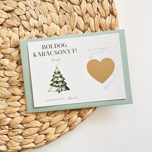 Karácsonyi kaparós üdvözlőkártya - Karácsonyfás - karácsony - karácsonyi ajándékozás - karácsonyi képeslap, üdvözlőlap, ajándékkísérő - Meska.hu