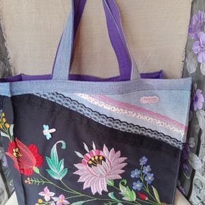 Bevásárló táska kalocsai , Táska & Tok, Bevásárlás & Shopper táska, Shopper, textiltáska, szatyor, Hímzés, Varrás, MESKA