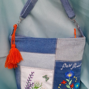 Farmertáska mezei virágos - Meska.hu