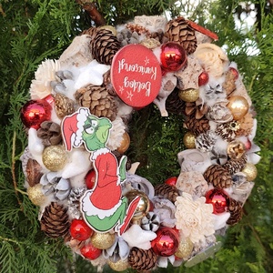 Karácsonyi ajtódísz grincs - karácsony - adventi díszek - adventi ajtódísz - Meska.hu