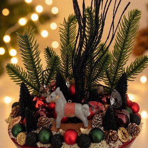 Karácsonyi asztaldísz fekete-bordó  - karácsony - adventi díszek - adventi asztaldísz - Meska.hu