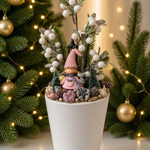 Karácsonyi asztaldísz kislány rózsaszín-fehér - karácsony - adventi díszek - adventi asztaldísz - Meska.hu