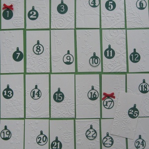 Adventi kártyák -  számozott - bélyegzőmintával díszített - karácsony - adventi díszek - adventi naptár - Meska.hu
