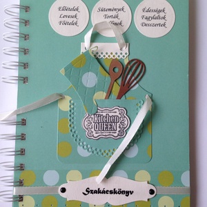 Szakácskönyv/receptkönyv - kötény díszítéssel -   lánybúcsú, szakácstanuló - esküvő - versenyajándék - csoportajándék -  - Meska.hu