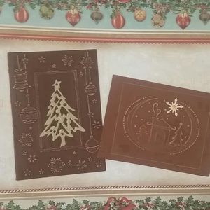  10. évem a Meskán! -  Karácsonyi képeslap/ajándékkísérő - bélyegző- és dombormintával, Otthon & Lakás, Karácsony, Karácsonyi képeslap, üdvözlőlap, ajándékkísérő, Papírművészet, Meska