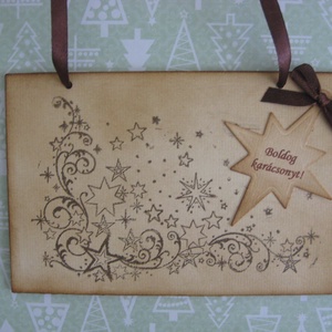 Téli ajtótábla 19. -  felirattal -  bélyegzőmintával, Karácsony, Karácsonyi lakásdekoráció, Karácsonyi ajtódíszek, Papírművészet, MESKA