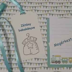 Babaalbum- kisfiú születik - keresztelőajándék -  keresztszülőknek - keresztszülőktől, 9 hónap eseményei - örök emlék  - otthon & életmód - papír, írószer - album & fotóalbum - Meska.hu