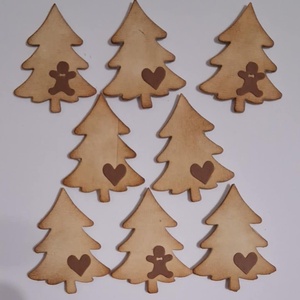 Tintázással készült fenyőfa hűtőmágnes - mézivel, szívvel díszítve - csoportajándék - örök emlék - egyedi termék   , Karácsony, Karácsonyi ajándékozás, Karácsonyi képeslap, üdvözlőlap, ajándékkísérő, Papírművészet, MESKA