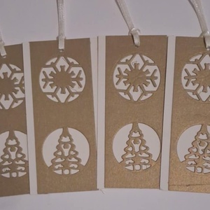 Áttört mintás egyedi karácsonyi ajándékkísérő - fenyőfával - hópehellyel - ajándékkártya - csoportajándék- egyedi, Karácsony, Karácsonyi ajándékozás, Karácsonyi képeslap, üdvözlőlap, ajándékkísérő, Papírművészet, MESKA