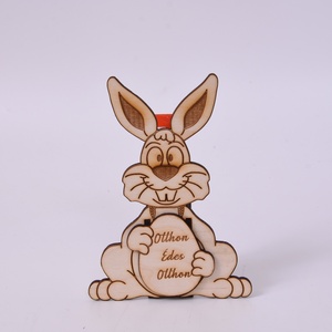 Gravírozott húsvéti nyuszi csokitartó - Otthon édes otthon, Ünnepi díszek, dekorációk, Húsvéti díszek és dekorációk, Húsvéti asztaldíszek, Gravírozás, pirográfia, MESKA
